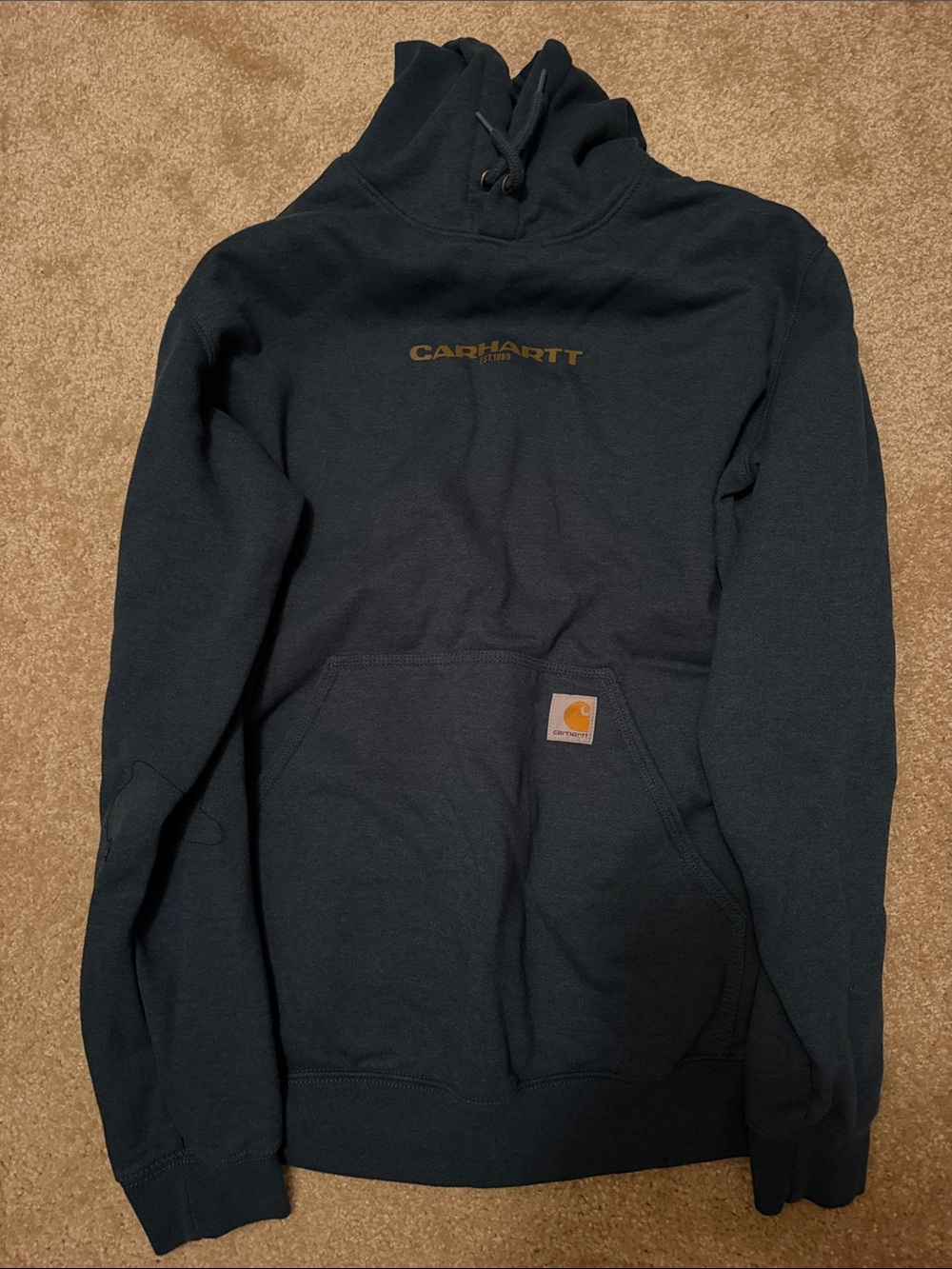 NWOT Carhartt Navy Hooded Sweatshirt with Gold Logo